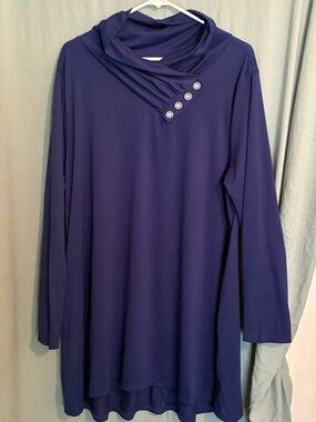 Women's Long Sleeve Cowl Neck Tunic - Deep Purple